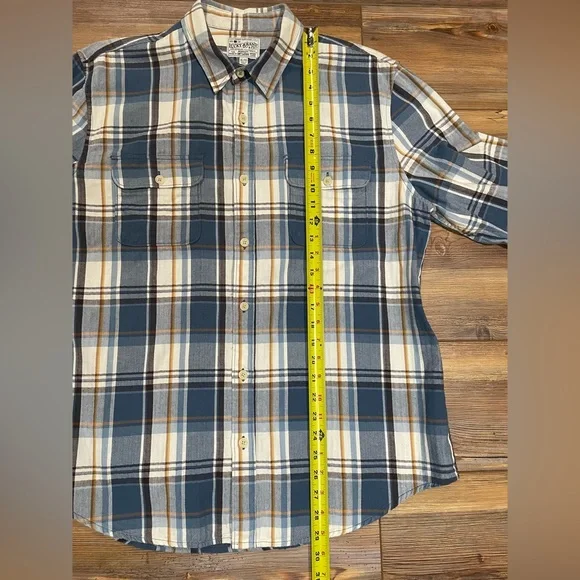 Lucky Brand Flannel Shirt Men's XL Blue Plaid Classic Fit Button Up Long Sleeve - Picture 6 of 6